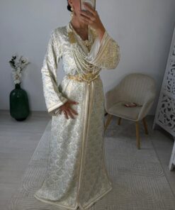 Alternative view of caftan gold beige